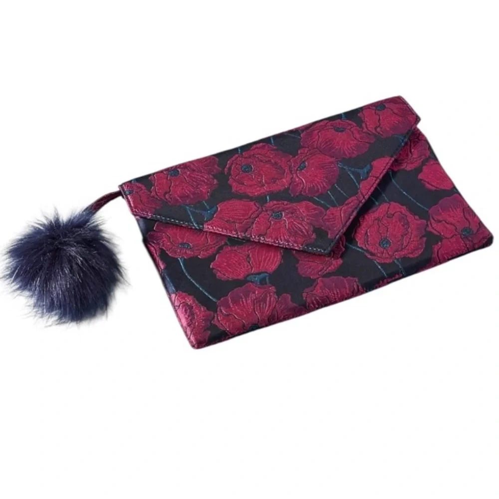 Anthropologie Monserat Floral Poppy Envelope Clutch